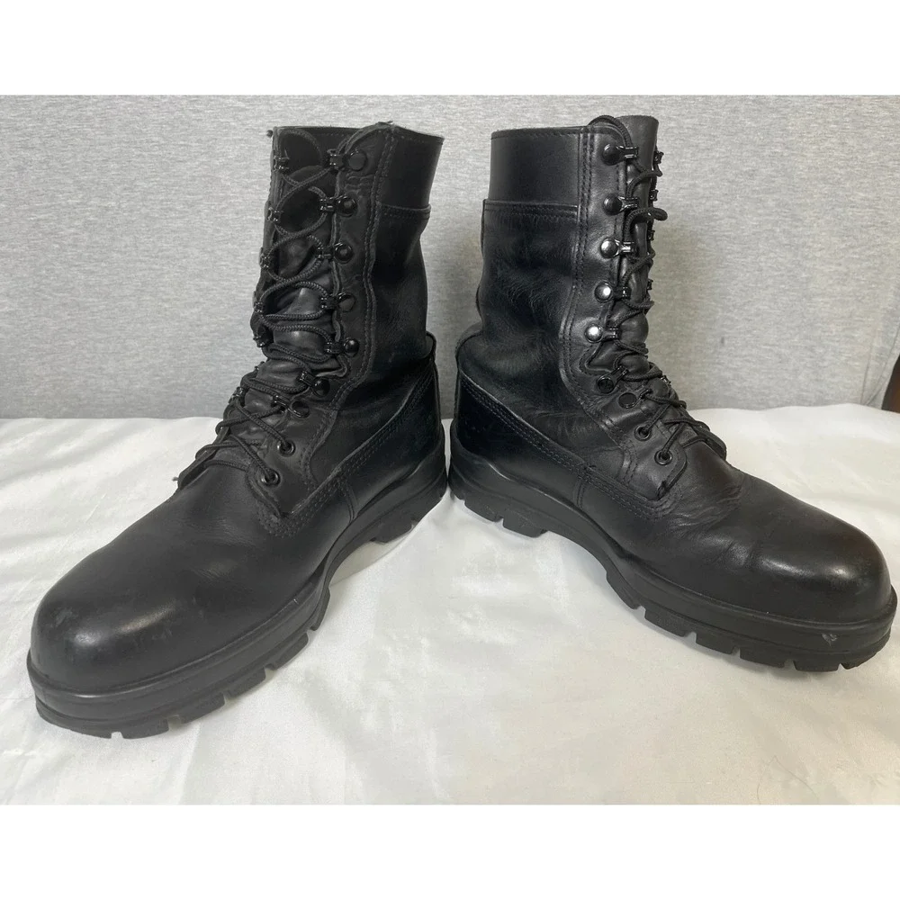 Bates DuraShocks Mens 9.5 W Black Leather Steel Toe Combat Work Boots E01621A